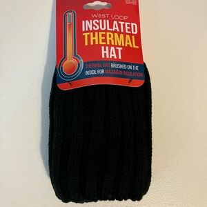 NWT West Loop Black Insulated Thermal Hat Beanie with faux fur inside